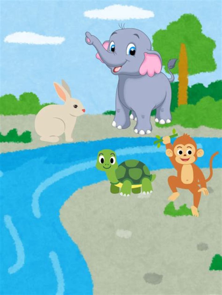 1 rabbit saw 9 elephants while going to the river. Every elephant saw 3 monkeys going to the river.