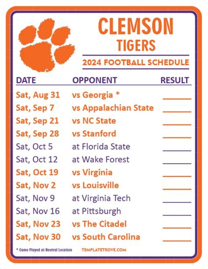 Clemson 2024 Football Schedule: List of Future Opponents