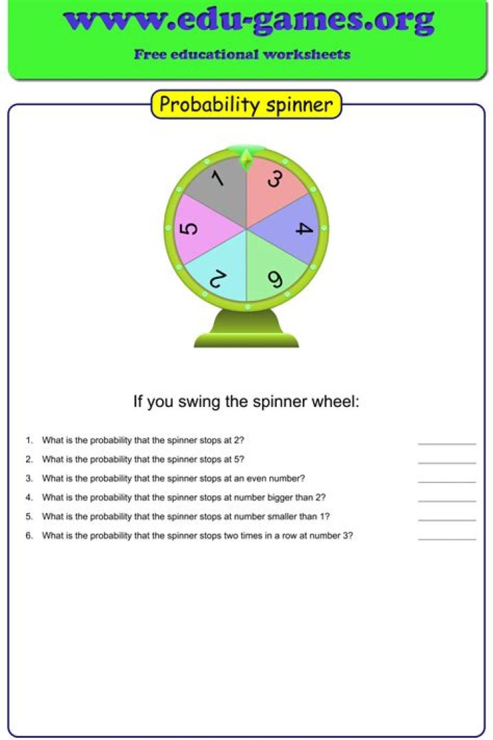 You are using a spinner with the numbers 1-10 on it. Find the probability that the pointer will sto